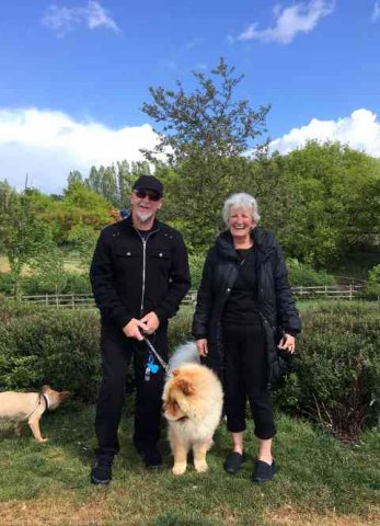 Robert, Annette & Bruce enjoying a little break after arriving into the UK on their journey from Villajoyosa in Alicante, Spain to Tewkesbury in Glos, UK.